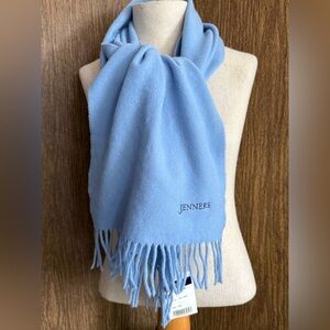 Jenners Edinburgh Johnstons 100% Lambswool Scarf Sky Blue Made Scotland NWT